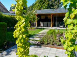 Moderne leeftuin met veel kleur in Emmen