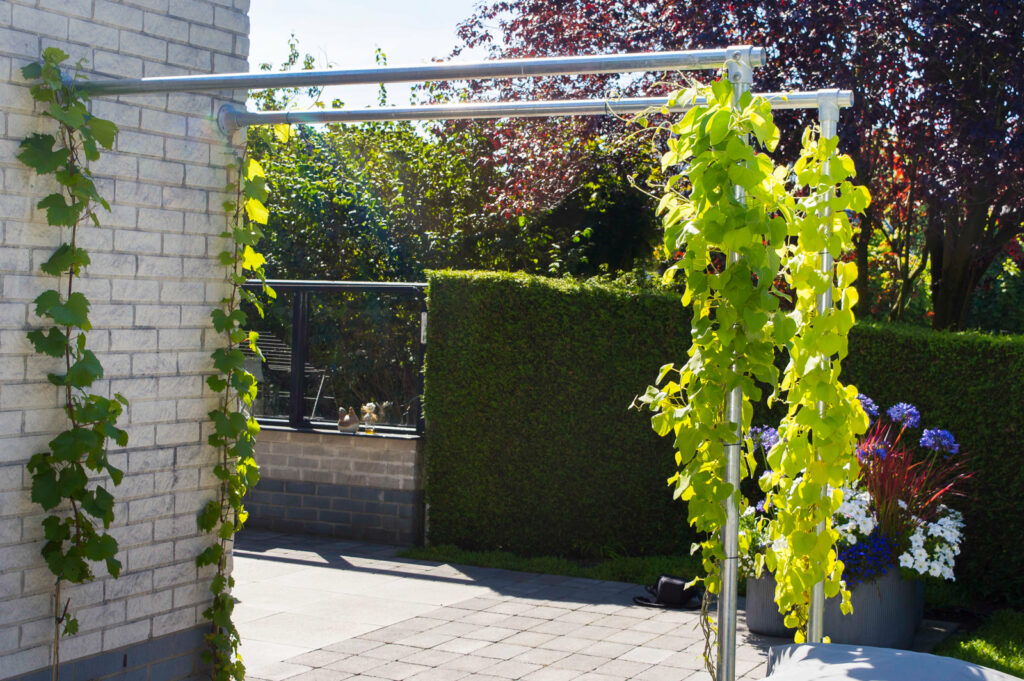 Moderne leeftuin met veel kleur in Emmen
